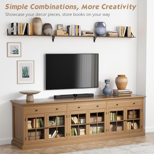 Forbena 48 Inch Floating Shelves for Wall Long Set of 3, Large Wooden Wall Bookshelf for Bedroom Books, Rustic Wood Hanging Bookshelves for Living Room Laundry Closet Kitchen Storage (Dark Brown) - Image 6