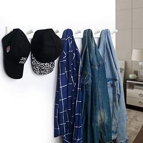 WEBI Coat Rack Wall Mounted,10 Hooks,38" Long Coat Hanger Wall Mount,Peg Rail Hat Hooks for Hanging Caps,Jacket,Clothes,Coats,White,2 Packs - Image 6