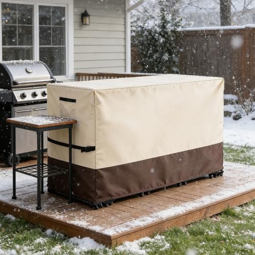 Outdoor Bar Height Dining Set Cover, 76"L x 34"W x 42"H Beige&Brown - Image 7