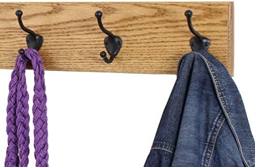 PegandRail Oak Wall Mounted Coat Rack with Bronze Hooks 4.5" Ultra Wide (Golden Oak, 15" x 4.5" with 3 Hooks) - Image 2