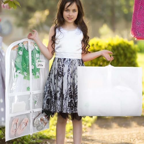 Syeeiex 40 Inch Clear Dance Costume Garment Bag, White, 5 Pack - Image 2