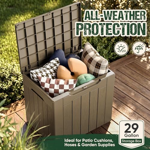Devoko 29 Gallon Deck Box, Waterproof Resin Outdoor Storage Box - Image 3
