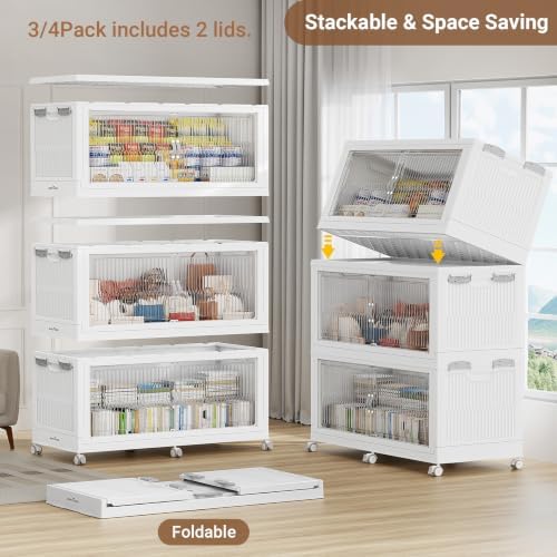 BROVIEW 1360Qt Stackable Storage Bins with Lid for Home Dorm, 4Pack White - Image 5