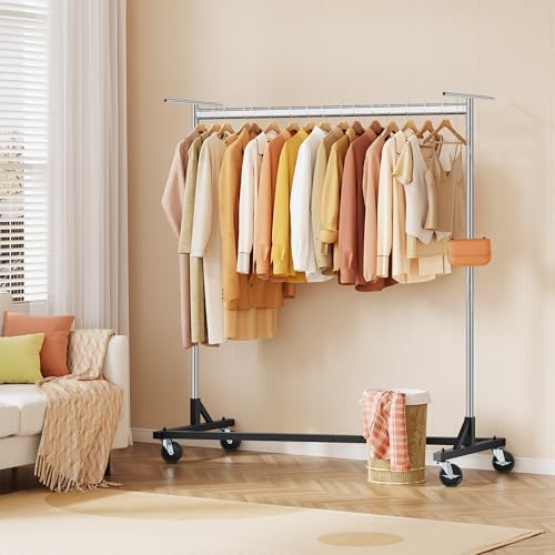 Hoctieon Z Clothes Rack with Cover, Metal Heavy Duty Clothing Rack, Rolling Garment Rack with Wheels, with Dustproof Cover Waterproof Protector, with 2 Durable Zippers, for Hanging Clothes, Chrome - Image 6