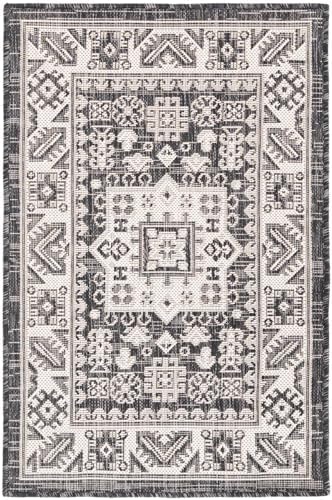 Rugs.com - Outdoor Aztec Rug – 2' x 3' 1 Charcoal Gray Indoor/Outdoor Rug – Weather-Resistant Flatweave for Patios, Decks, and Porches - Image 3