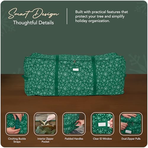 Covermates Christmas Tree Cinch Bag, 48" W x 20" D x 20" H, Green Snowflake - Image 4