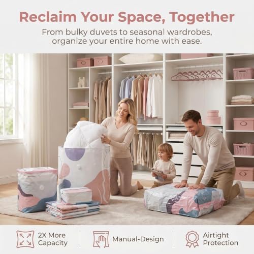 No Pump Vacuum Storage Bags, 3D Large Capacity Compression Bags for Storage, Space Saver Bags for Comforters, Blankets, Bedding and Clothes - Image 5