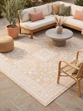Rugs.com Outdoor Aztec Collection Rug – 8 Ft Square Natural Flatweave Rug Perfect for Living Rooms, Kitchens, Entryways by Rugscom