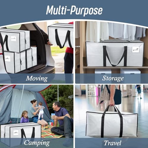 12 Pack Extra Heavy Duty Large Moving Bags with Strong Zipper, White - Image 7