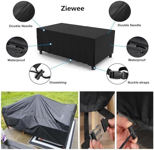 Outdoor Patio Furniture Covers Waterproof 104" L x 64" W x 40" H Rectangular Outdoor Table and Chair Set Cover 600D Wind Dust Proof Anti-UV Durable Patio Sectional Couch Cover 260x160x100cm - Image 3