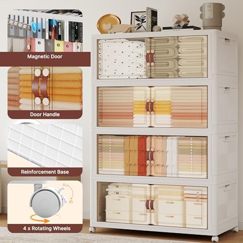 784QT Extra Large Stackable Storage Bins with Lids & Wheels & Door, - Image 4