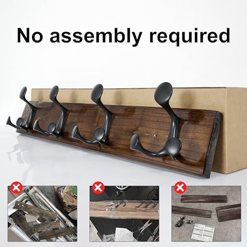 SKOLOO 24-Inch Walnut Wood Coat Rack Wall Mount with 4 Triple Hooks - Ideal for Family Entrances, Classrooms, and Pet Supplies Storage - Perfect Coat Hooks for Wall - Image 5