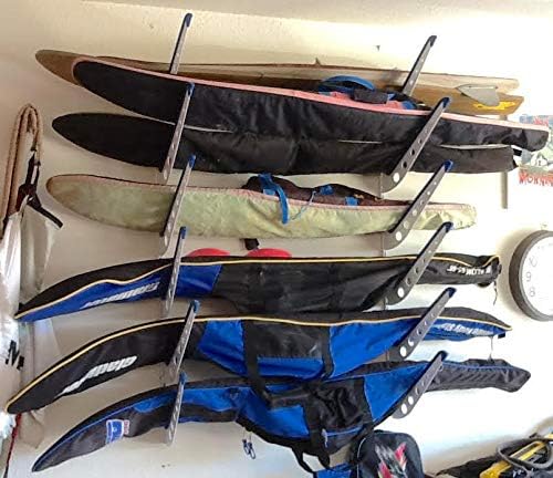 StoreYourBoard Adjustable Water Ski Wall Storage Rack, Holds 4 Sets of Skis, Garage Home Boathouse Organizer - Image 2