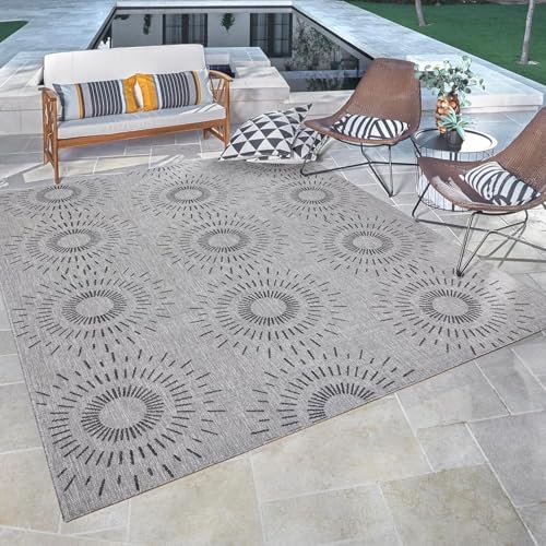 Gertmenian Indoor/Outdoor Flatweave Area Rug - 9x13 Extra Large, Stain & UV Resistant, Ideal for High Traffic Areas in Deck, Patio, Mudroom - Geometric, Gray, 32471 - Image 6