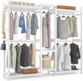 Homykic Bamboo Clothing Rack with 7 Shelves, 5 Hang Rods, 70” Wide, White by Homykic