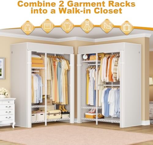 ULIFHOME F7C Medium Clothes Rack with Cover, 6-Tier Covered Clothing Rack - Image 3
