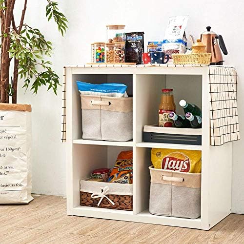 EZOWare Set of 3 Large Canvas Fabric Tweed Storage Organizer Cube Set W/Handles for Nursery Kids Toddlers Home and Office - 15 L x 10.5 W x 9.4 H -Gray/Cream - Image 7
