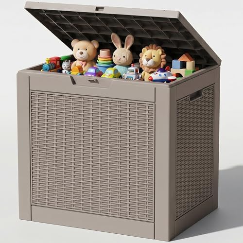 Outdoor Storage Box, 42 Gallon Waterproof Resin Patio Deck Box by ATMELT