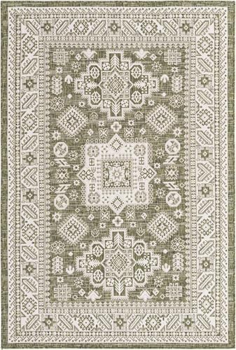 Rugs.com - Outdoor Aztec Rug – 5' 3 x 8' Green Indoor/Outdoor Rug – Ideal for Patios, Decks, and Porches - Image 3