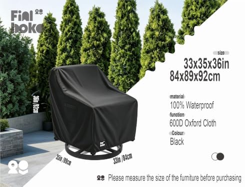 Patio Chair Covers 2 Pack,33Wx35Dx36H inches Outdoor Chair Covers,100% Waterproof Heavy Duty Outdoor Furniture Covers Waterproof,Black Minimalism Style Patio Furniture Cover - Image 2