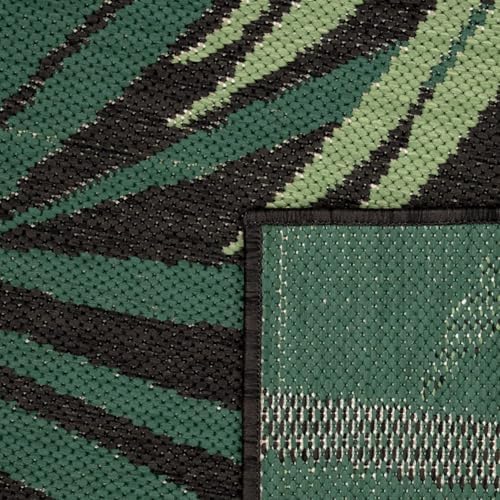 Paco Home Indoor & Outdoor Rug Flat-Weave Jungle Floral Palm Trees Design Black Green, Size: 2'8" x 8'2" - Image 4