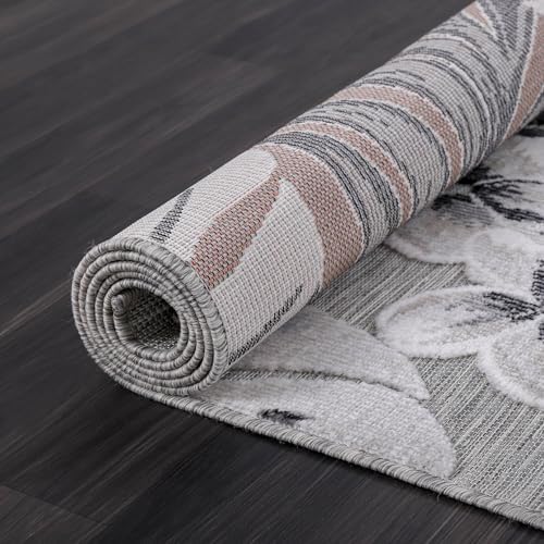 Luul Home Floral Indoor Outdoor Rugs 6x9 Large Area Rug for Living Room, Patio Decor, Kitchen, and Entryway Rug, Washable Stain Resistant Outside Carpet Gray 6 x 9 - Image 5