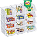 Small Stackable Storage Bins Open Front for Pantry Storage, 12 Pack - White by Skywin