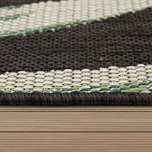 Paco Home Outdoor Rug Black Green with Floral Palm Leaf Design Waterproof, Size: 4'7" x 6'7" - Image 3