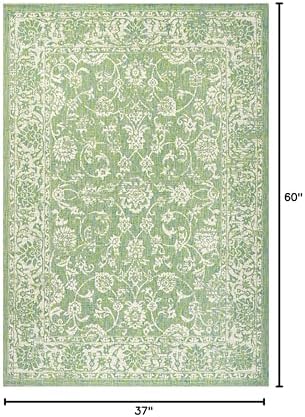 JONATHAN Y Weave Floral Indoor Outdoor Area Rug 3X5 Cream/Green, Tela Bohemian Textured for Backyard, Patio, Porch, Easy-Cleaning, High Traffic, Pet-Friendly, Non-Shedding (SMB100F-3) - Image 2