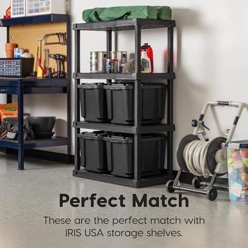 IRIS USA 4-Pack 12 Gal Heavy Duty Storage Tote Bins with Lids, Black - Image 4
