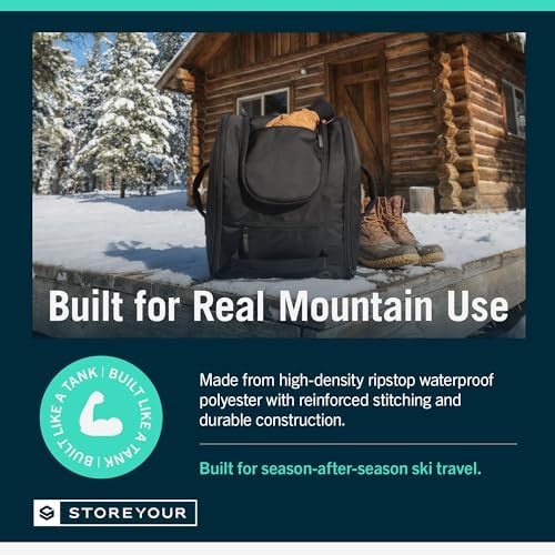 StoreYourBoard Ski Boot Bag Backpack for Ski Helmet & Snowboard Helmet – Waterproof Ski Bag with Compartments for Ski Goggles Men, Snowboarding Goggles, Ski Gloves Women & Ski Accessories, Black 58.5L - Image 2