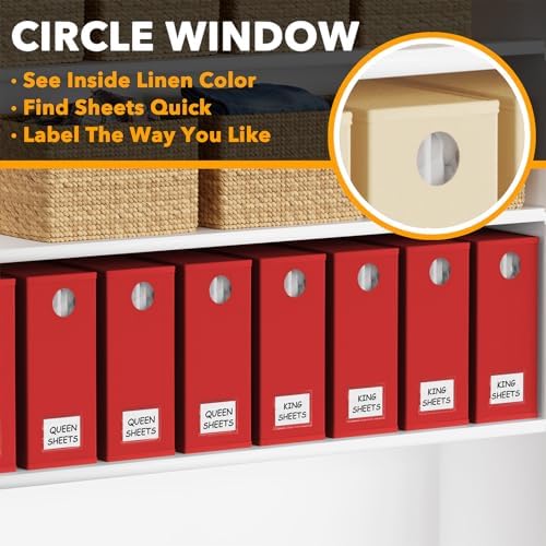SpaceAid 8 Pack Bed Sheet Organizers and Storage, Foldable Sheet Organizer for Linen Closet, Sheets Set Folder Keeper with Window XL (Queen & King Size) Bedding Container (Red, 8 Pack) - Image 4