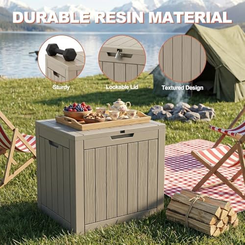 EFU Outdoor Storage Box 40 Gallon Deck Box, Waterproof Resin, Grey - Image 2