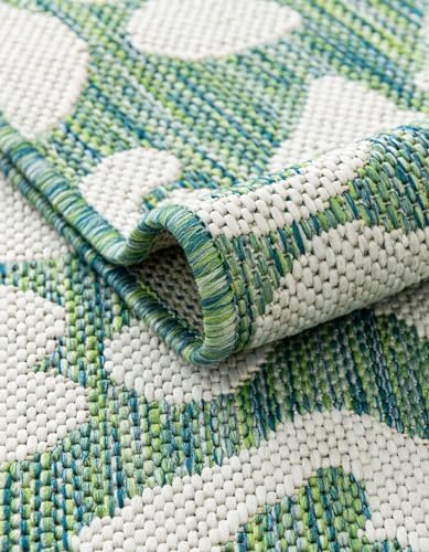 Unique Loom Outdoor Safari Collection Area Rug - Leopard (7' 10" Round Green Blue/Ivory) - Image 6