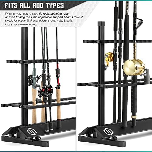 Savior Equipment Fishing Rod Rack Holder Organizer, 24-48 Slots to Hold Fresh Salt Water Spinning Rods & Reel Combo, Lightweight Aluminum Vertical Fish Pole Garage Storage Ground Display Stand - Image 3