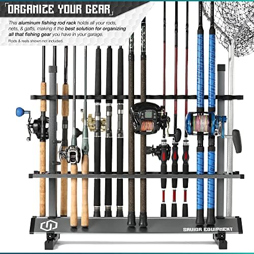 Savior Equipment Fishing Rod Rack Holder Organizer, 24-48 Slots to Hold Fresh Salt Water Spinning Rods & Reel Combo, Lightweight Aluminum Vertical Fish Pole Garage Storage Ground Display Stand - Image 2