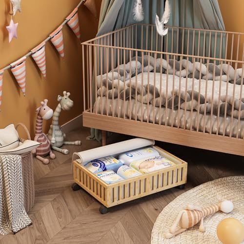 MHXW SXPN 2 Pack Bamboo Under Bed Storage Containers with Wheels, Nature - Image 6