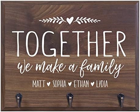 Rooms Organized Personalized Together We Make A Family Wall Mounted Coat, Hat, Key, Pet Leash Collar Rack New Home Decor Gift Ideas 15" w x 12" h 4.25" deep (Together We Make) - Image 2
