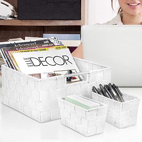 Sorbus Baskets for Organizing, 7-Piece Hand-Woven Storage Set (White) - Image 6
