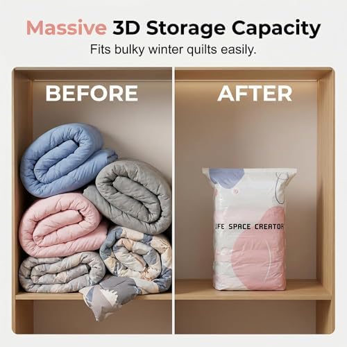 No-Pump Vacuum Storage Bags, Cube Compression Space Saver Bags, Upgrade Large Storage Compression Bags Press & Seal, For Clothes,Bedding Comforters, Blankets (5pcs, large size) - Image 6