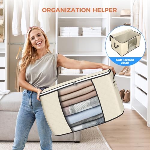 90L Large Storage Bags, 10 Pack Clothes Storage Bins Closet Organizers - Image 6