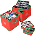 Garvee 2 Pack Wedding & Party Decoration Storage Box with 128 Compartments, 13x13x13.4 Inch Foldable Organizer with Adjustable Dividers & Zippered Lid, for Ornaments, Baubles, Small Event Decor by Garvee