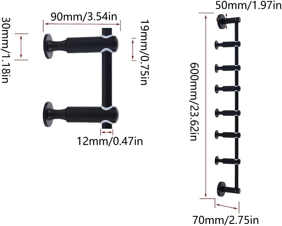 Wall Mounted Metal Vertical Tree Branch Coat Rack, 6 Adjustable Hooks - Image 3