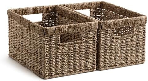 StorageWorks Wicker Baskets for Storage, Seagrass Storage Baskets, 2-Pack by StorageWorks