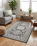 Rugs.com - Outdoor Aztec Rug – 3' 1 x 5' 3 Charcoal Gray Indoor/Outdoor Rug – Stain-Resistant for Patios, Decks, and Porches by Rugscom