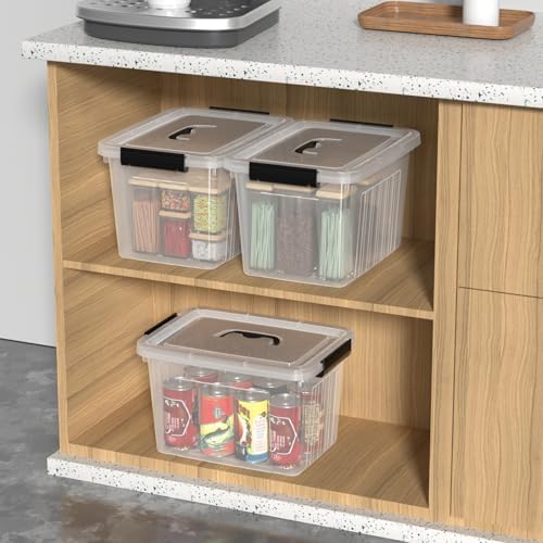 12 Quart Plastic Clear Storage Latching Bins with Lids, 6 Packs - Image 2