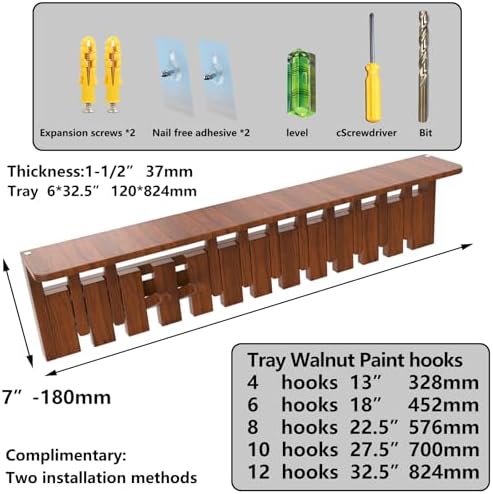 Wall Mounted Piano Key Hanger | Flip Style Hook | Entrance Wall Art Hook, Made of Oak Wood (3 Times Painted, 4 Times Polished) (Tray Beech, 12Hooks) - Image 5