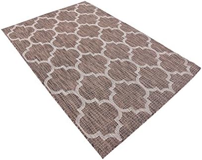 Unique Loom Outdoor Trellis Collection Area Rug (4' 1" x 6' 1" Rectangle, Brown/ Ivory) - Image 4