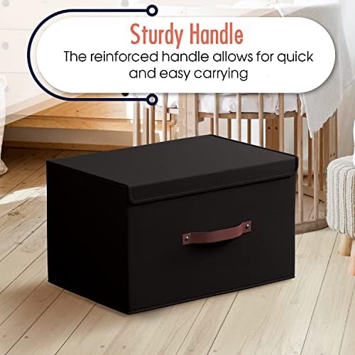 Ornavo Home 6 Pack Collapsible Storage Bins with Lid, 16.5x11.8x7.5, Black - Image 5