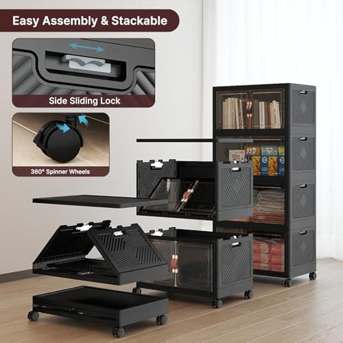 UAMFURI Stackable Storage Bins with Lids, 192QT Lockable Storage Cabinet - Image 4